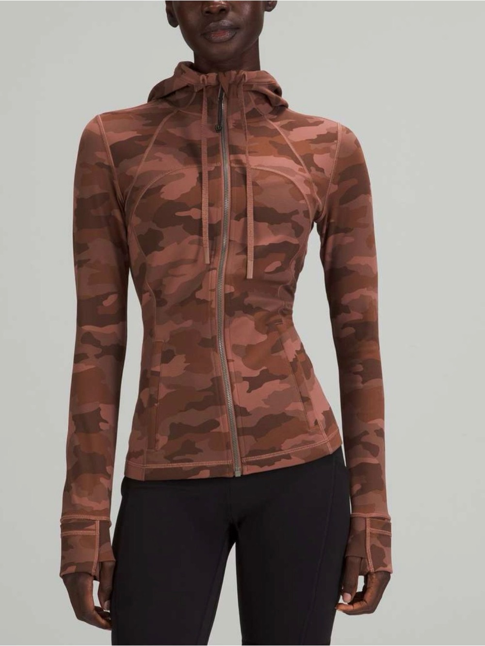 Lululemon Hooded Define Jacket Camo Roasted Brown Full Zip Hoodie Size 10